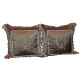 Pair of Metallic Embroidered and Appliqued Pillows