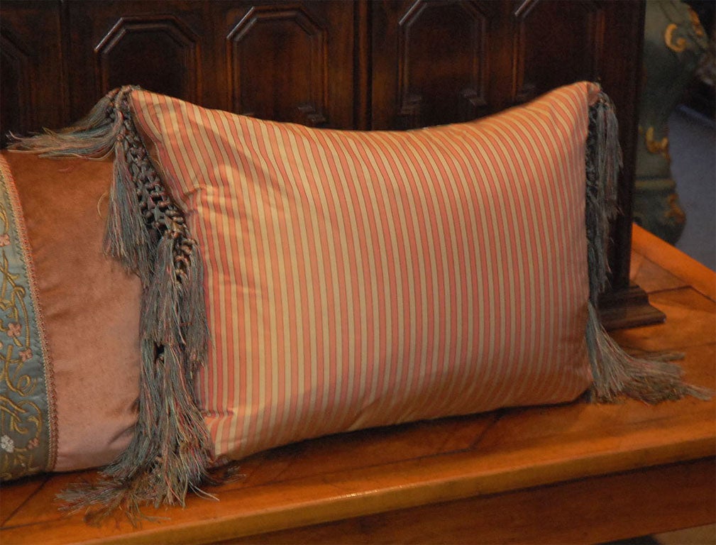 Single Antique Embroidered Textile Pillow at 1stdibs