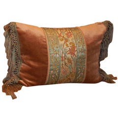 Single Antique Embroidered Textile Pillow