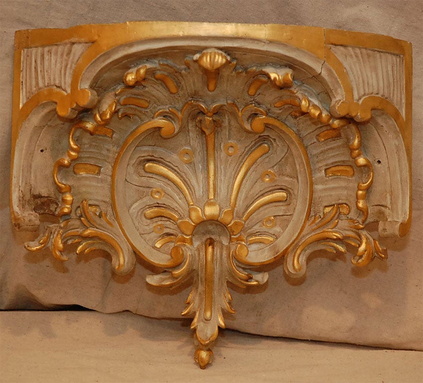Italian Gesso Painted and Parcel Gilt Corbel