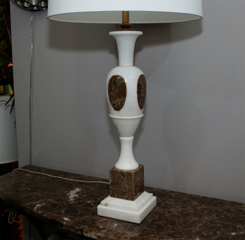 Italian  Table Lamps Pair Mid Century Modern mixed marble Italy 1950's For Sale