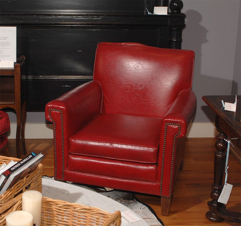 Originally, $3500 chair. Still in good condition with beautiful nailhead treatment. Leather tear on top of chair.