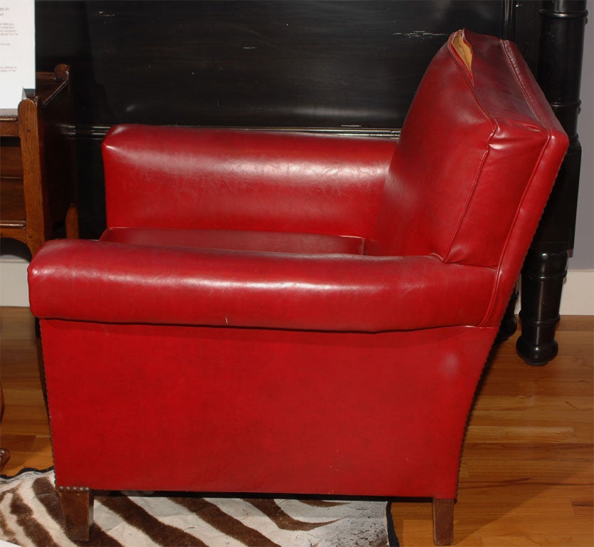 Red Leather Chair In Fair Condition In San Francisco, CA