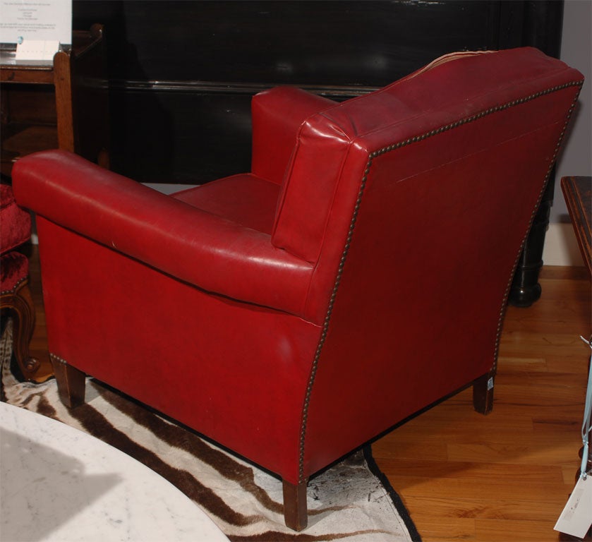 Mid-20th Century Red Leather Chair