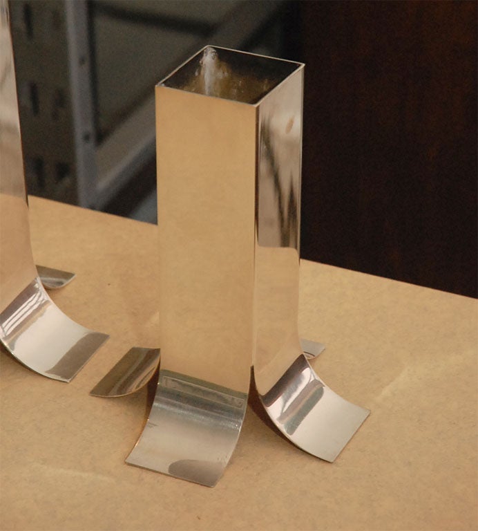 Silver Plate Three Lino Sabatini Vases
