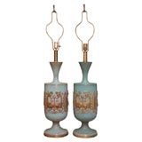 Pair of  large plaster table lamps.