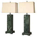 Massive Verdigris Marble Table Lamps