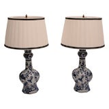 Antique A Pair of 19th Century Delft Vases Mounted as Lamps