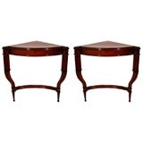 A Pair of Swedish Neoclassical Walnut Corner Consoles