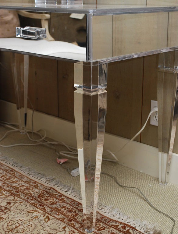 Lucite Dressing Table, Mirror and Stool 2