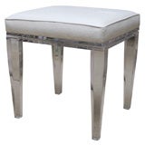 Lucite Swivel Top Bench with Faux Ostrich Upholstery