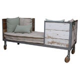 Rustic Conversation Bench with Attached Reading Light