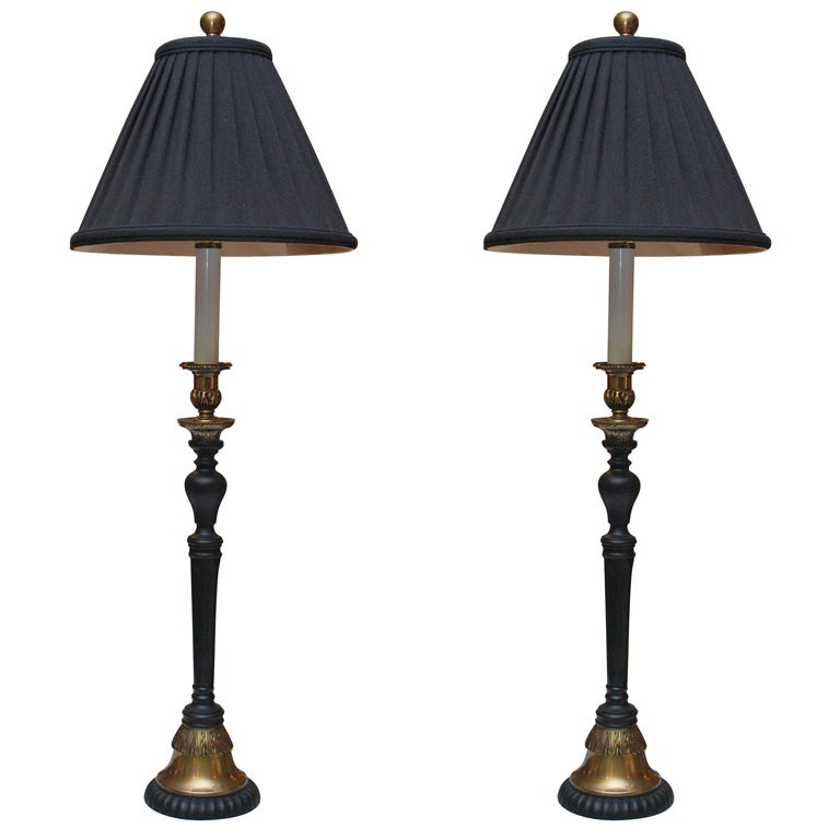 Black Candlestick Lamp at 1stDibs