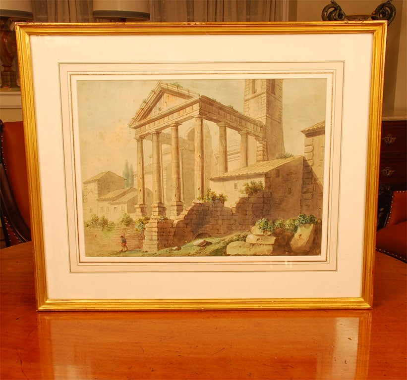 Watercolor, English School, After Piranesi