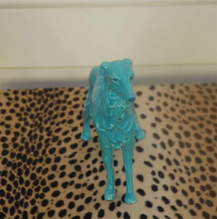 Ceramic Turquoise Art Deco Saluki / Borzoi Statuette