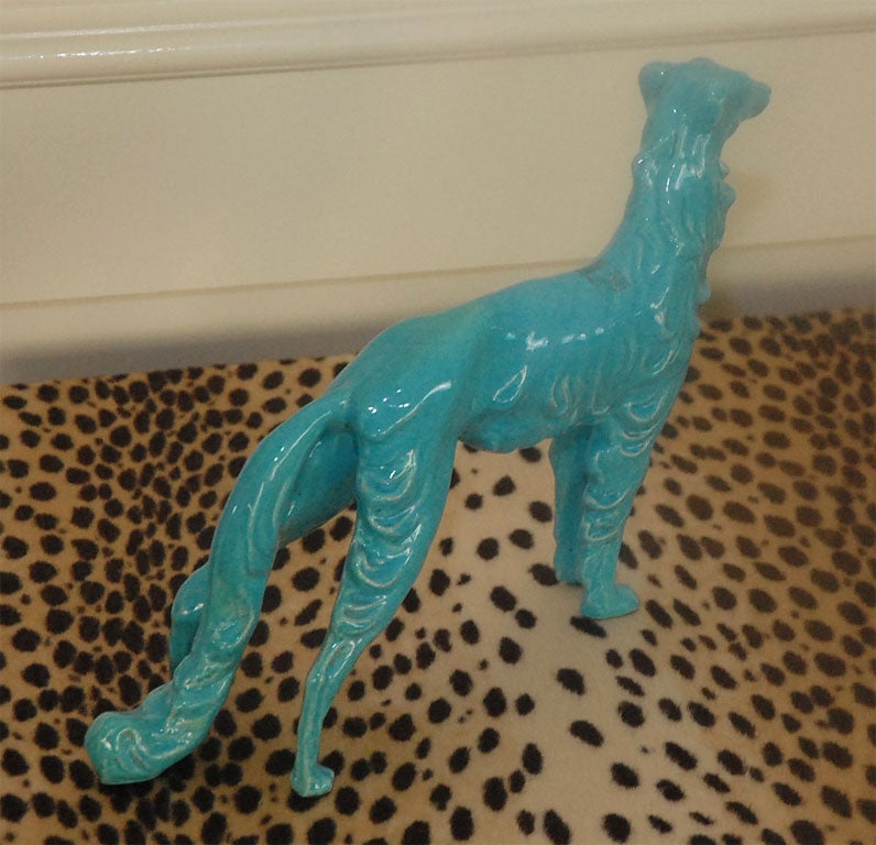 Turquoise Art Deco Saluki / Borzoi Statuette 2