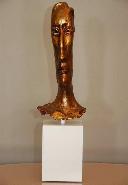 Welsh Rare Gilded Ceramic Bust (Simon Toone)