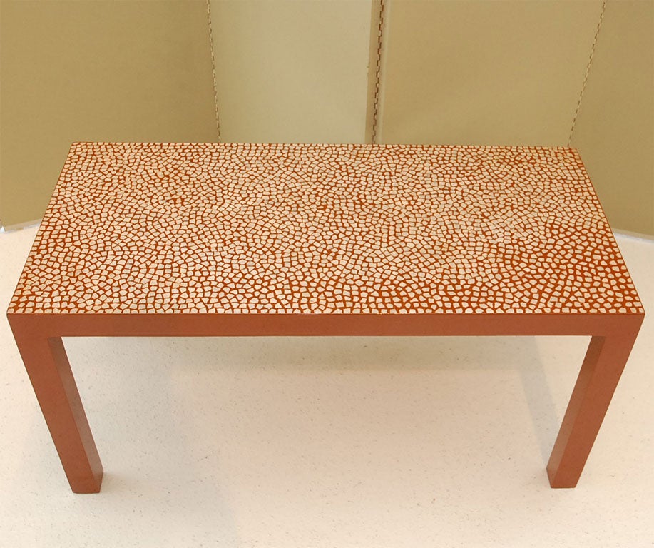 Lacquered Parsons Style Eggshell Lacquer Tables after Jean Dunand For Sale