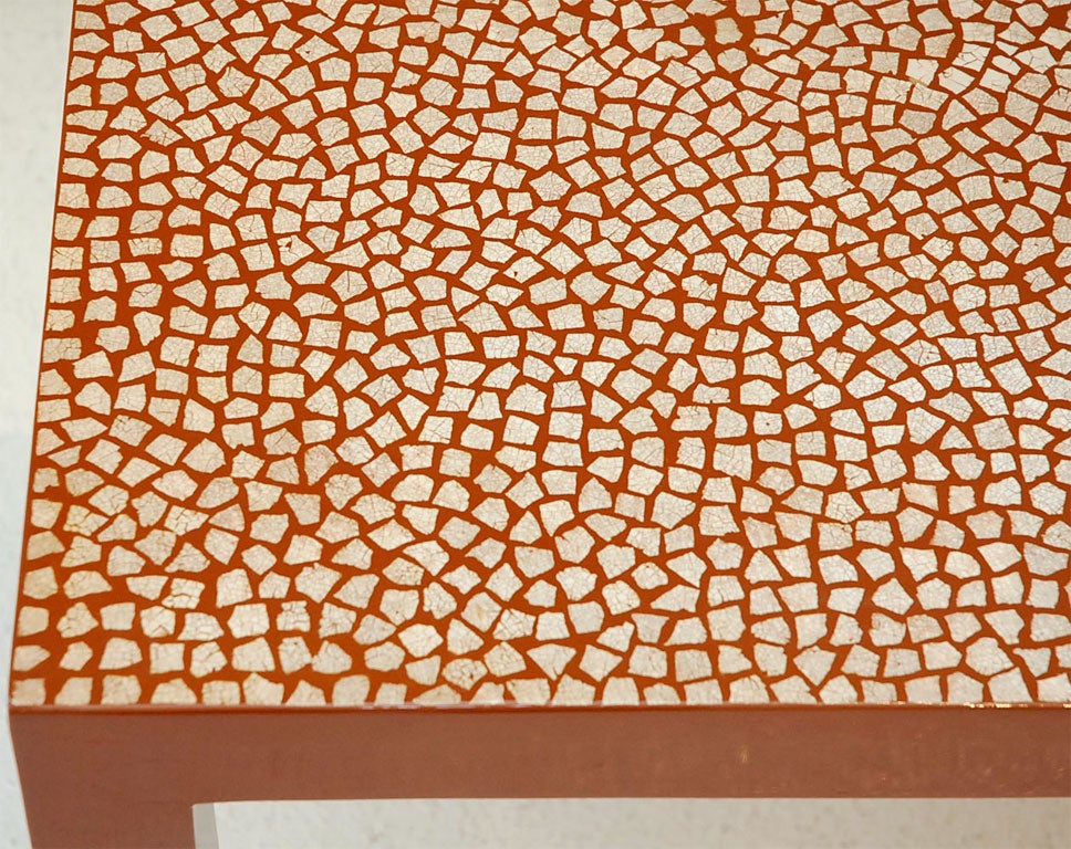 Parsons Style Eggshell Lacquer Tables after Jean Dunand In Good Condition For Sale In Palm Desert, CA