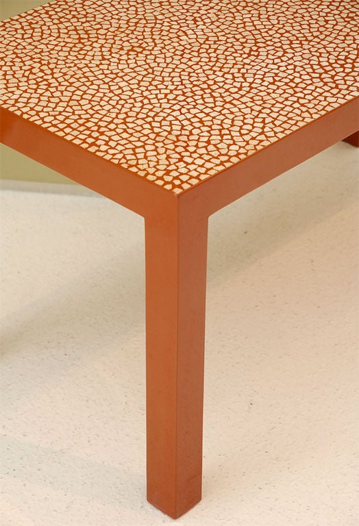 Late 20th Century Parsons Style Eggshell Lacquer Tables after Jean Dunand For Sale