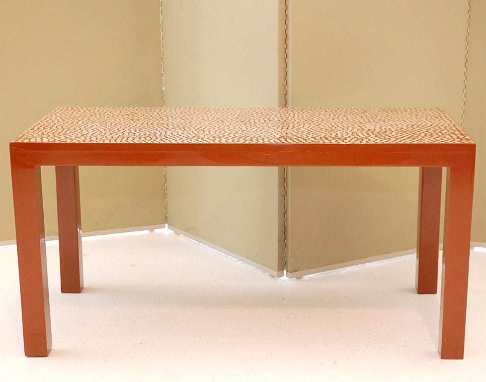 Parsons Style Eggshell Lacquer Tables after Jean Dunand For Sale 2