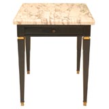 Black Lacquer Single Drawer Side Table Signed Jansen