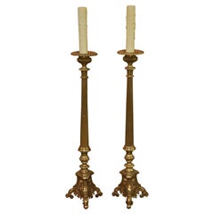 Antique Pair of Alterstick Lamps