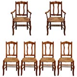 6 Antique French Rush Seat Chairs