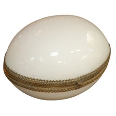 White Opaline Glass Egg Box