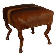 Bench Upholstered in Hide with Hoof Feet