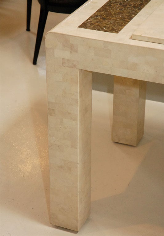 Tesselated Travertine and Marble Game Table by Maitland Smith 1