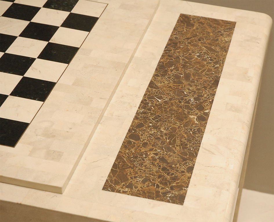 Tesselated Travertine and Marble Game Table by Maitland Smith 2