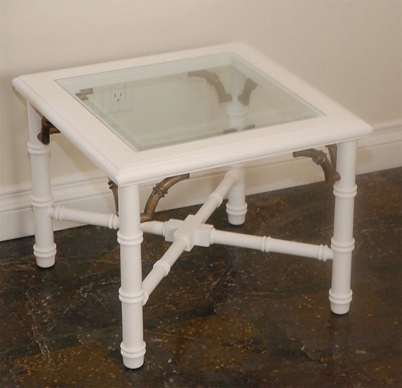 Pair of Vintage Bamboo Style End Tables in White