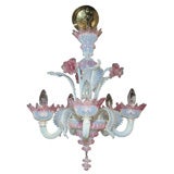 Venetian Murano Opalescent Glass with pink trim