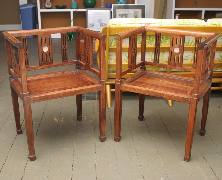 Pair of Antique Chinese Rosewood Arm Chairs