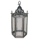 Antique Brass and Etched Glass Lantern
