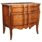 French Parquetry Marble Top Commode