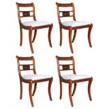 SET OF FOUR ENGLISH REGENCY STYLE BRASS INLAID SIDE CHAIRS