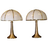 A PAIR OF BRASS& BRONZE DOME LAMPS