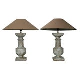 Antique Pair of Archictectural Cast Iron Table Lamps