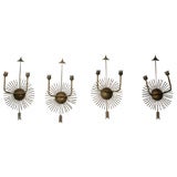 Set of 4 Gilt Metal Sconces