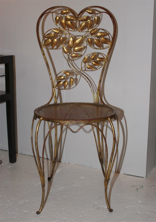 Gilt Italian heart back chair, great for a vanity.