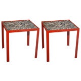 Vintage PAIR OF CUSTOM ABALONE SHELL SIDE TABLES