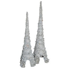 Monumental Pair of Shell Towers in the Style of Tony Duquette