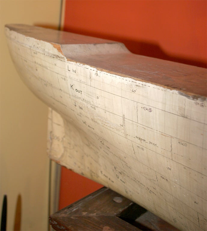 Large Painted Half Hull Architectural Ship Model For Sale 3