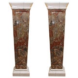 Antique Pair of white and rouge languedoc marble pedestals