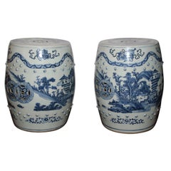 Pair of Chinese Blue and White Garden Seats