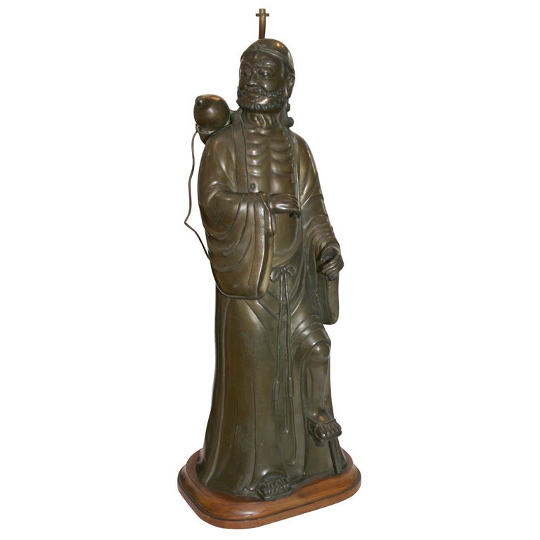 Chinese Pewter Figure of a Daoist Immortal For Sale