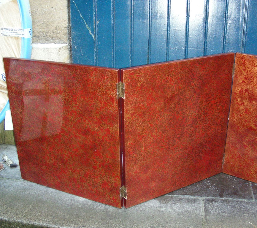 French Art Déco Lacquered Four-Panel Screen