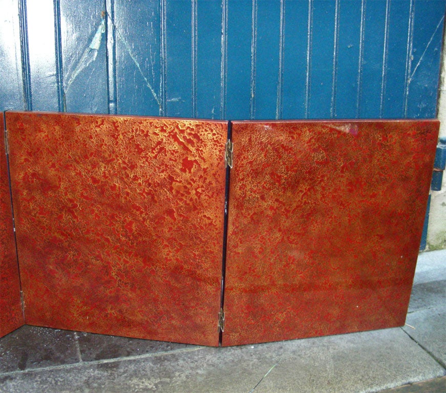 Mid-20th Century Art Déco Lacquered Four-Panel Screen